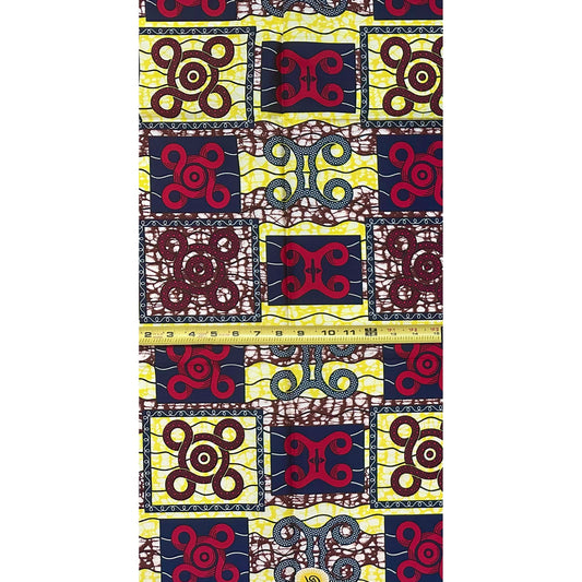 African Print Fabric/ Ankara - Red, Brown ‘Imole', 1 Yard