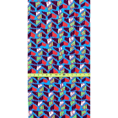 African Print Fabric/ Ankara - Blue,  Red, Green, Brown 'High Voltage,’ 1 YARD