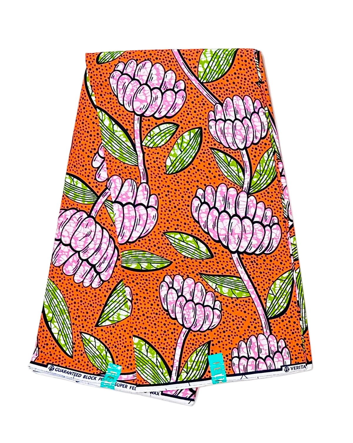 African Print Fabric/ Ankara - Orange, Pink, Green 'Ginger Blush,' YARD or WHOLESALE