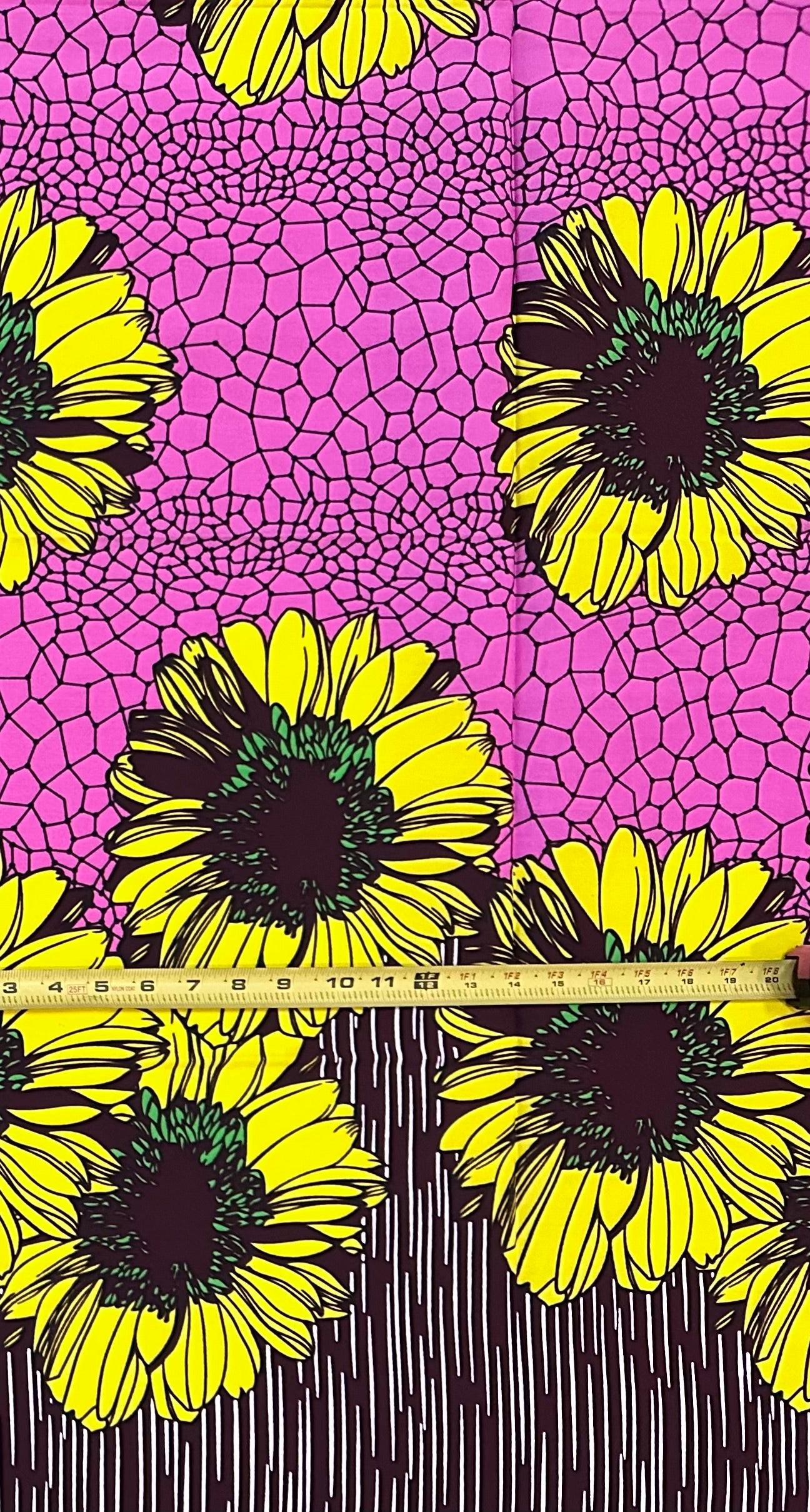 African Print Fabric/ Ankara - Yellow, Brown "Pink Lemonade Society", 1 YARD