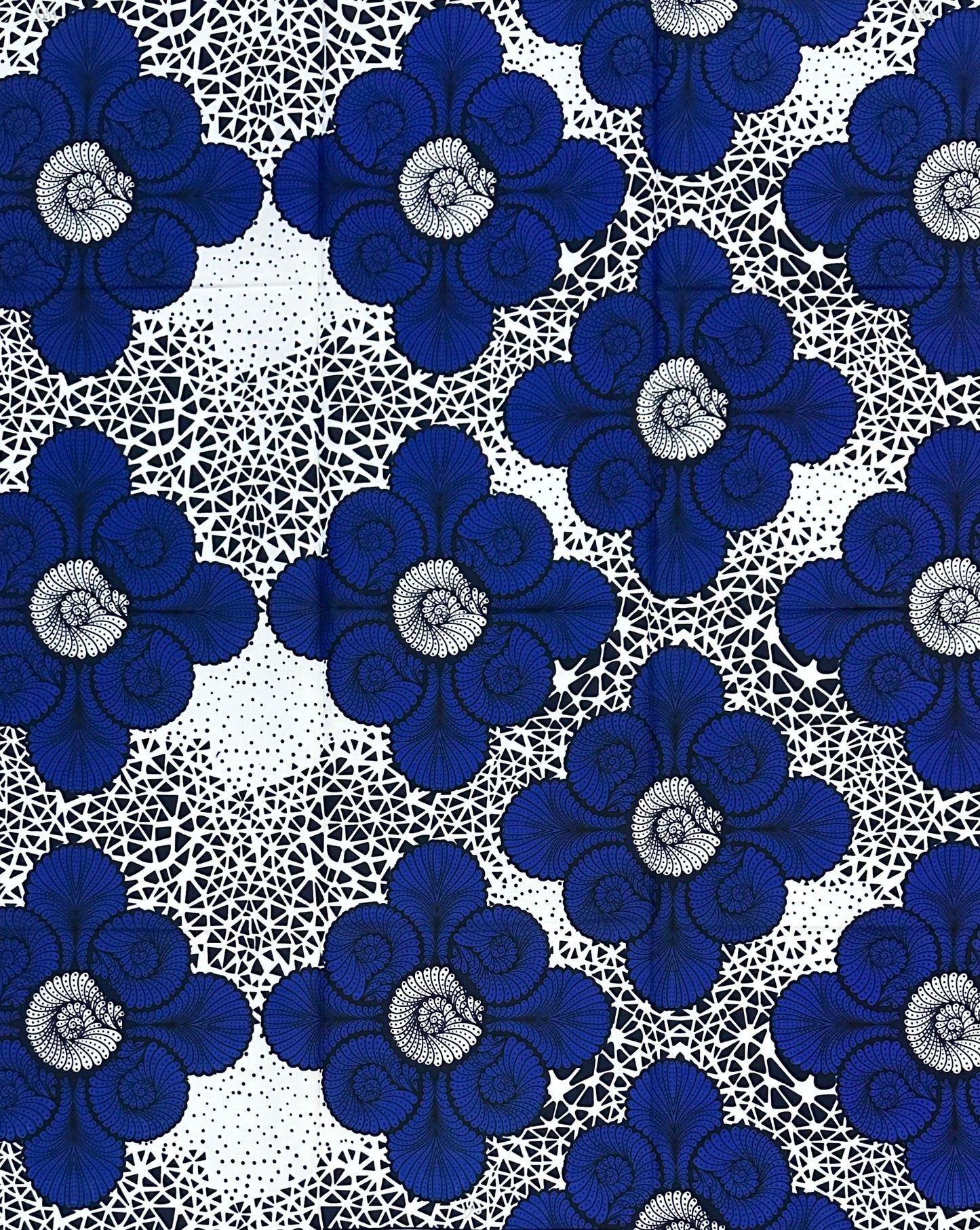 African Print Fabric/Ankara - Blue, White "Abuja Blueprint" Design, 1 Yard