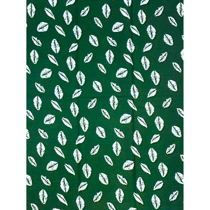 African Print Fabric/ Ankara - Dark Green, White 'Worth Something' Design, YARD or WHOLESALE
