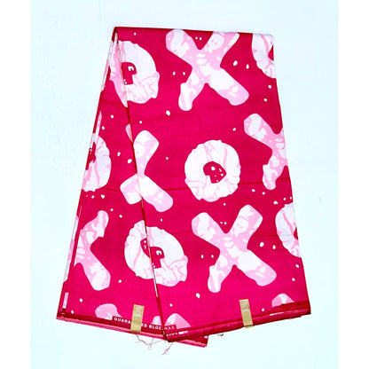 African Print Fabric/ Ankara - Pink, White 'Kiss & Kulture', Per Yard or Wholesale
