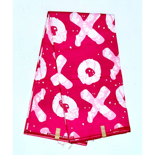 African Print Fabric/ Ankara - Pink, White 'Kiss & Kulture', Per Yard or Wholesale