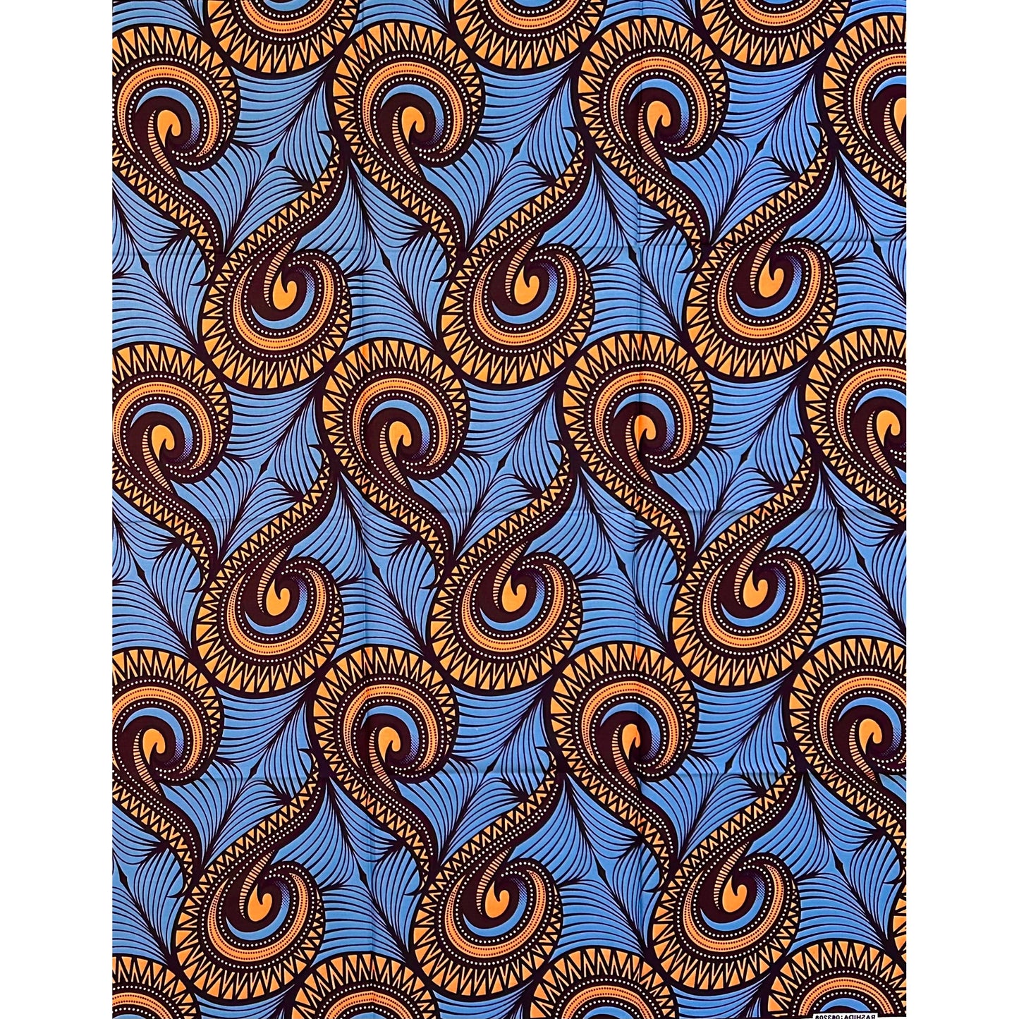 African Print Fabric/Ankara - Gray, Peach, Brown "Just Presence" Design, 1 Yard