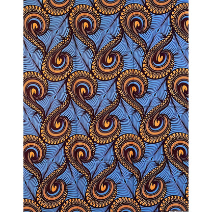 African Print Fabric/Ankara - Gray, Peach, Brown "Just Presence" Design, 1 Yard