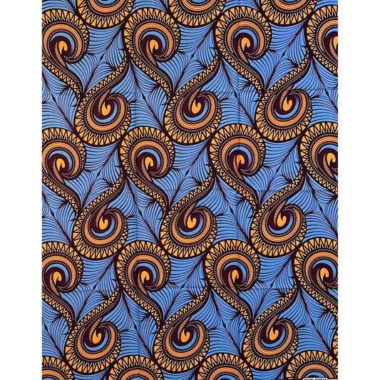 African Print Fabric/Ankara - Gray, Peach, Brown "Just Presence" Design, 1 Yard