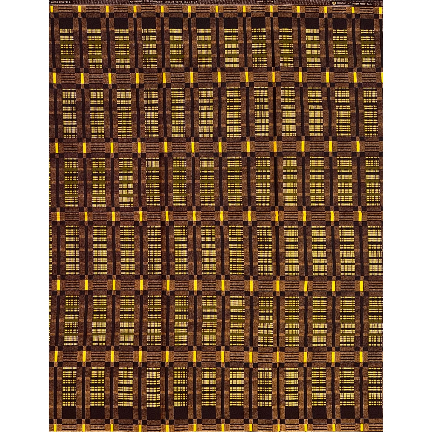 African Print Fabric/ Ankara - Brown, Yellow ‘Golden Ancestry' Design, YARD