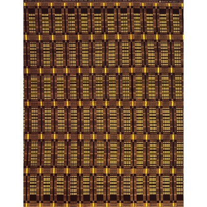 African Print Fabric/ Ankara - Brown, Yellow ‘Golden Ancestry' Design, YARD