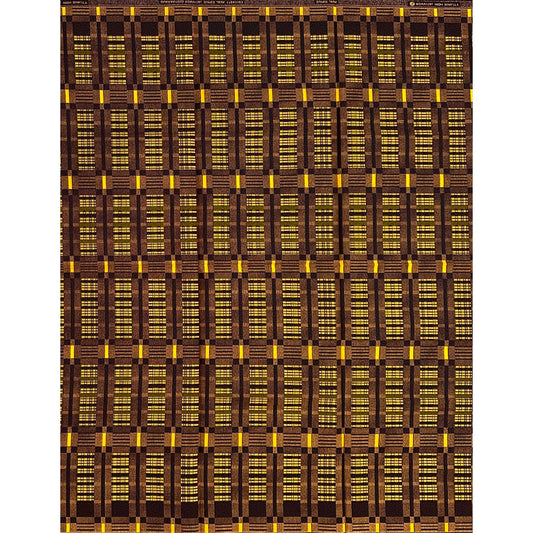 African Print Fabric/ Ankara - Brown, Yellow ‘Golden Ancestry' Design, YARD