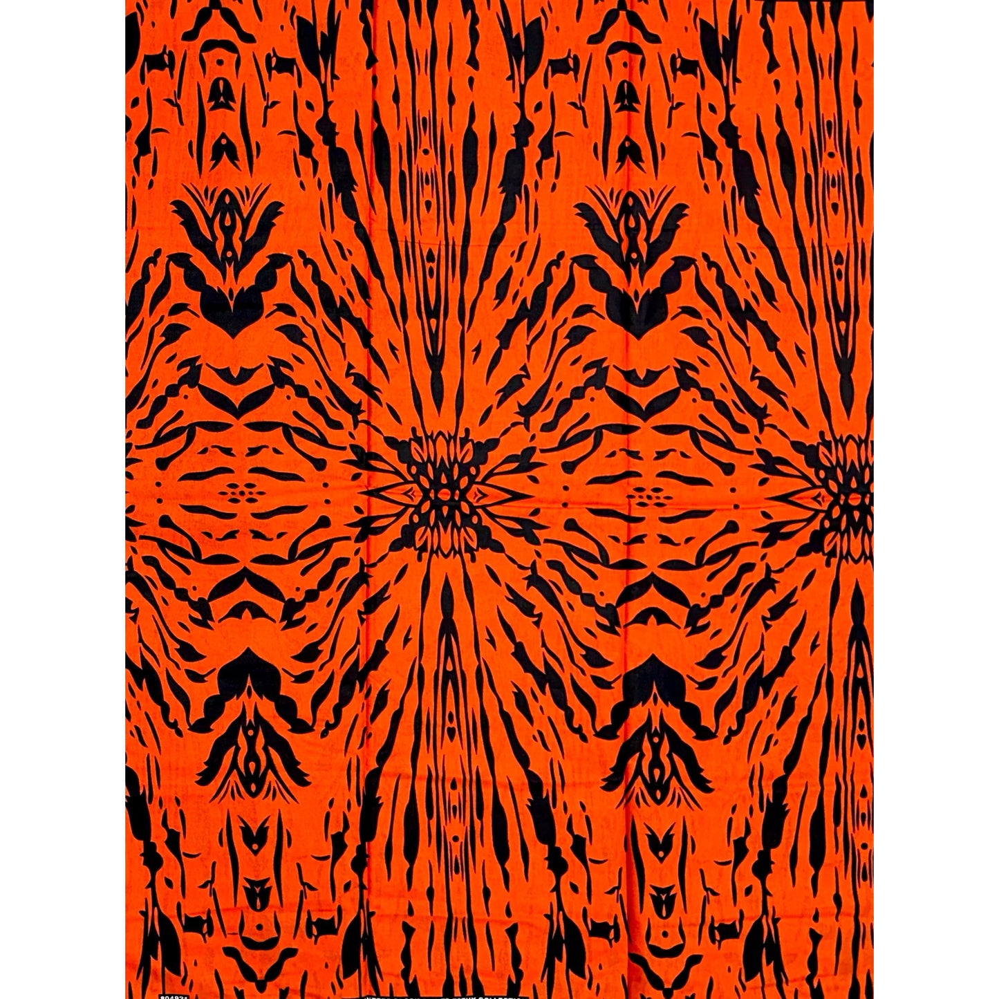 African Print Fabric/ Ankara - Orange, Black 'Fire for Body' Design, YARD or WHOLESALE