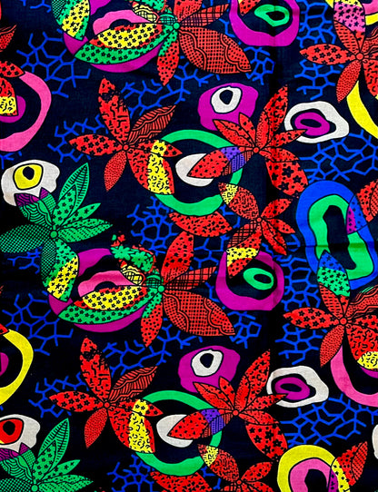 African Print Fabric/ Ankara - Multicolored 'Midnight Tropicana' Design, Yard or Wholesale