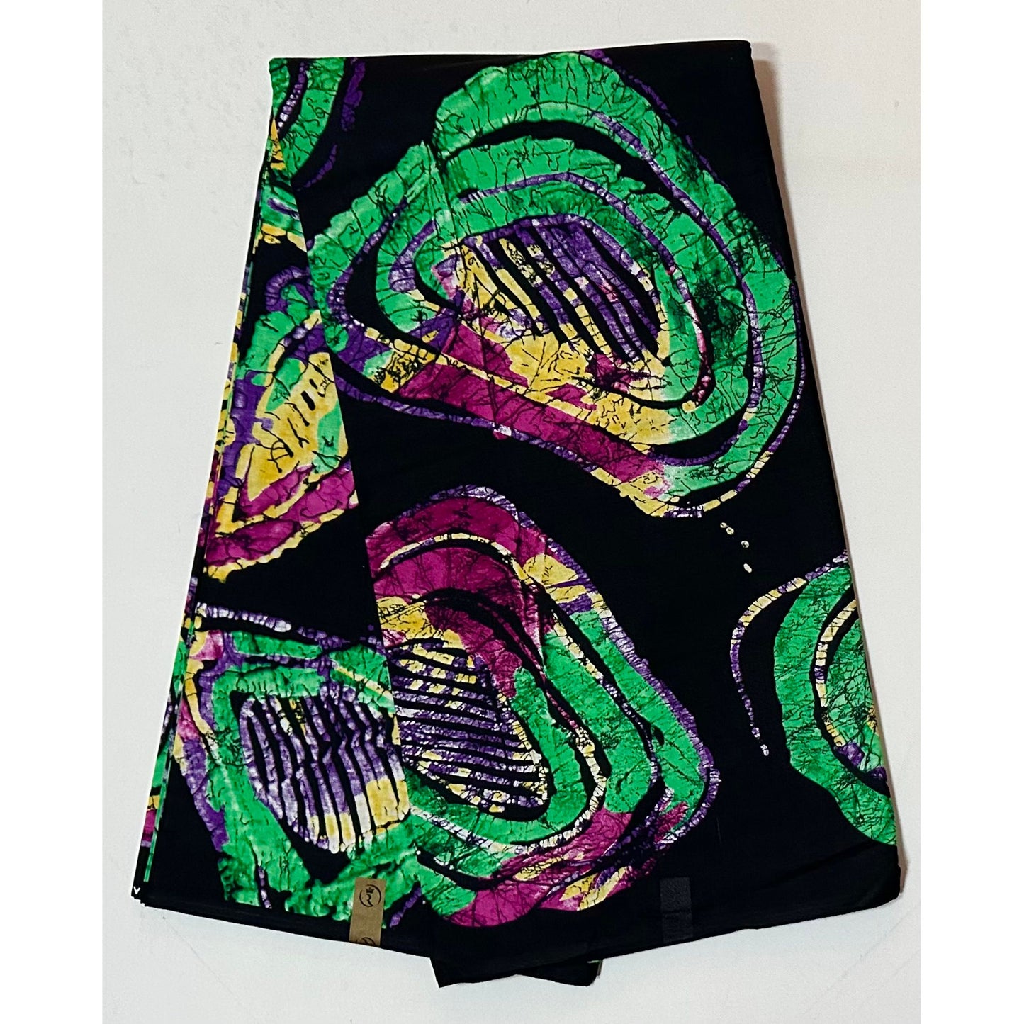 African Print Fabric/Ankara - Black, Green, Purple, Yellow 'Shayo Circle', YARD or WHOLESALE