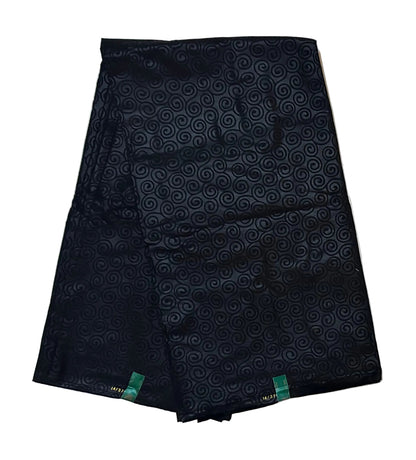 African Print Fabric/ Ankara - Solid Black, Embossed “Obsidian Swirl” Per Yard or Wholesale