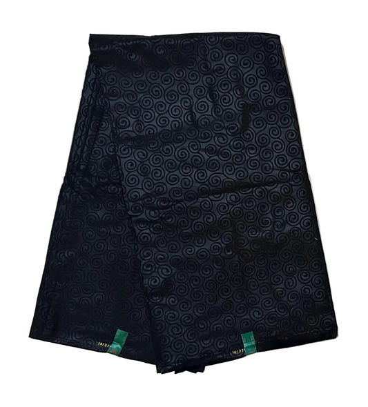 African Print Fabric/ Ankara - Solid Black, Embossed “Obsidian Swirl” Per Yard or Wholesale