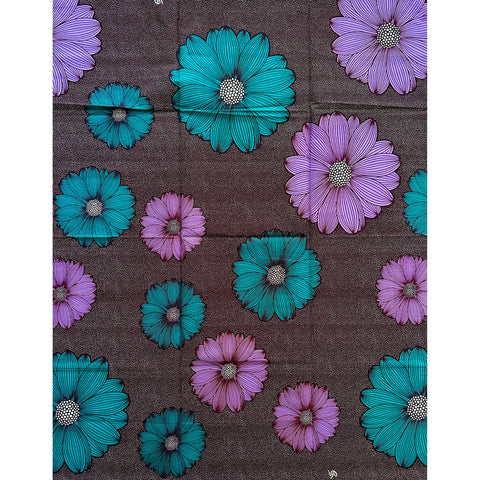 African Print Fabric/ Ankara - Teal, Purple, Brown 'Ajah Immersion', YARD