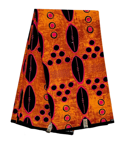 African Print Fabric/ Ankara - Brown, Black, Fuchsia 'Summer in Selma', YARD or WHOLESALE
