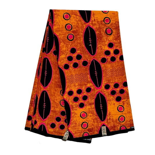 African Print Fabric/ Ankara - Brown, Black, Fuchsia 'Summer in Selma', YARD or WHOLESALE
