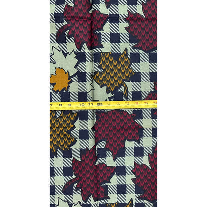 African Print Fabric/ Ankara - Gray, Brown, Red ‘Makeda Maple' Design, YARD