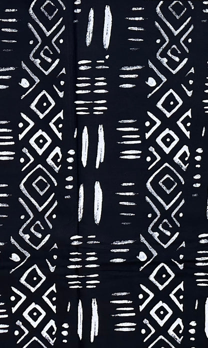 African Print Fabric/ Ankara - Black, White 'Leave A Mark' Design, YARD or WHOLESALE
