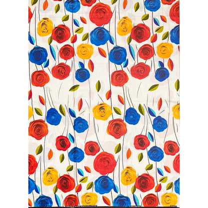 African Print Fabric/Ankara - Red, Blue, Marigold, Green "Ondo Bloom Theory" Design, YARD or WHOLESALE