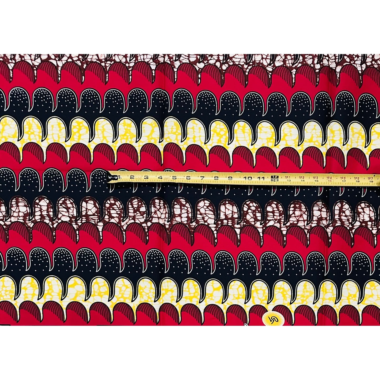 African Print Fabric/Ankara - Red, Blue, Yellow, Brown "Eko Roll Call" Design, Yard