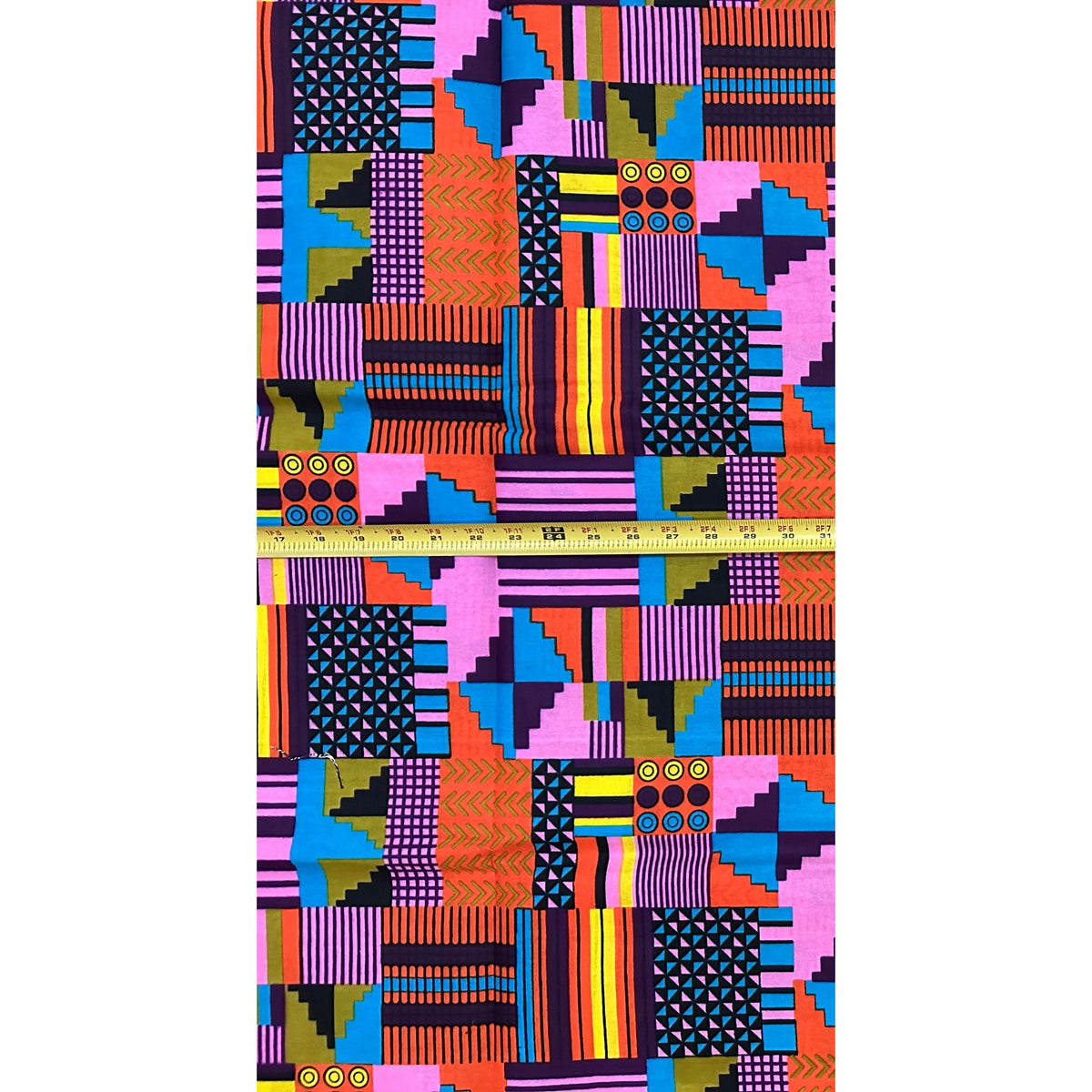African Print Fabric/ Ankara - Shades of Purple, Orange, Blue 'Eden’s Mosaic' Kente, YARD or WHOLESALE