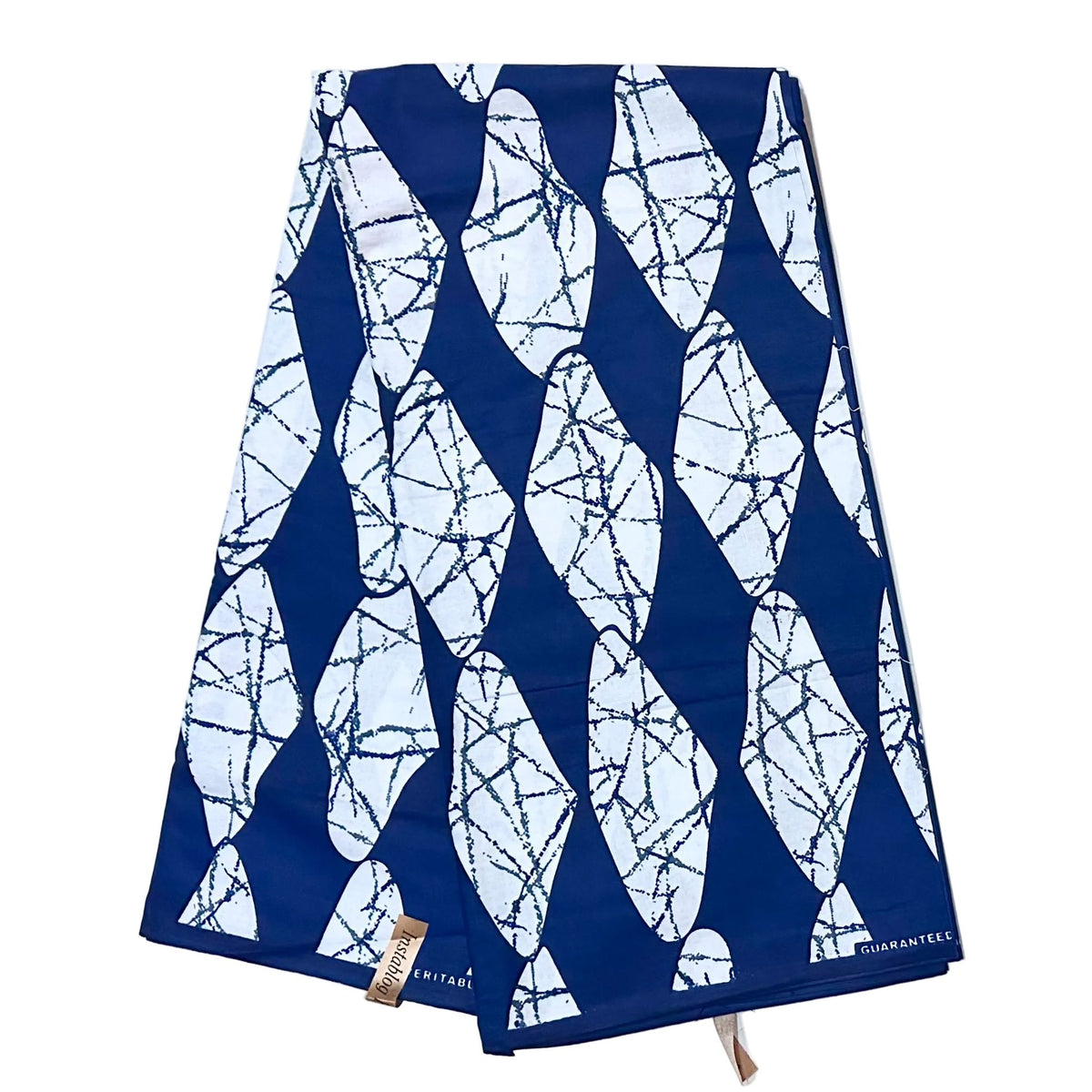 African Print Fabric/ Ankara - Blue, White 'Jester,' YARD or WHOLESALE