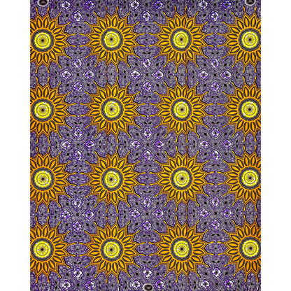 African Print Fabric/ Ankara - Purple, Brown, Yellow "Eze Sun", 1 Yard