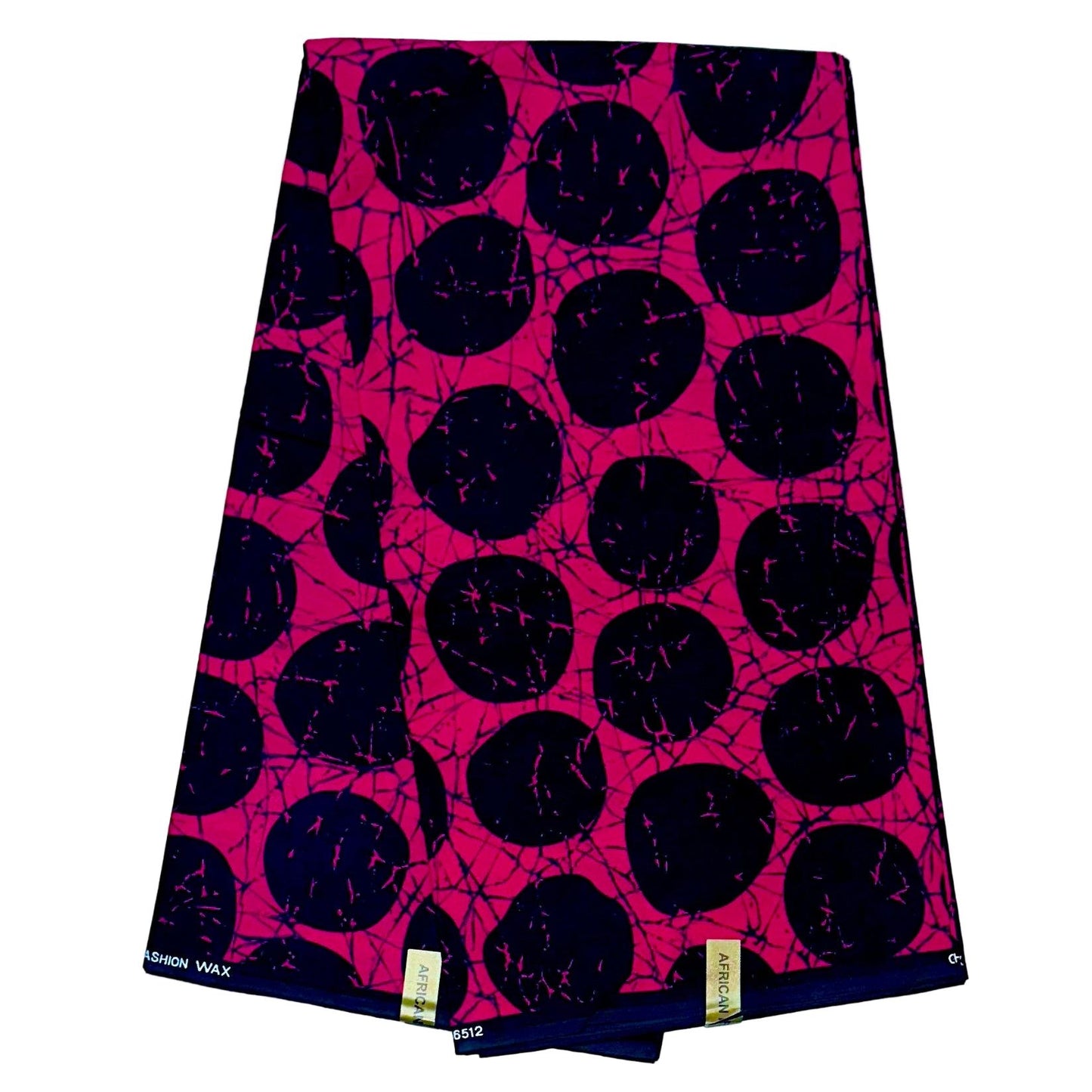 African Print Fabric/ Ankara - Pink, Black 'Oro of the Eclipse' Design, YARD or WHOLESALE