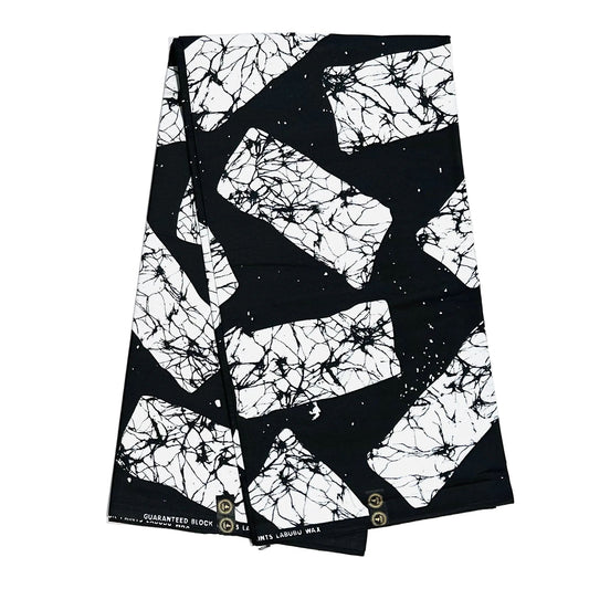 African Print Fabric/ Ankara - Black, White 'Kora Noir', Per Yard or Wholesale