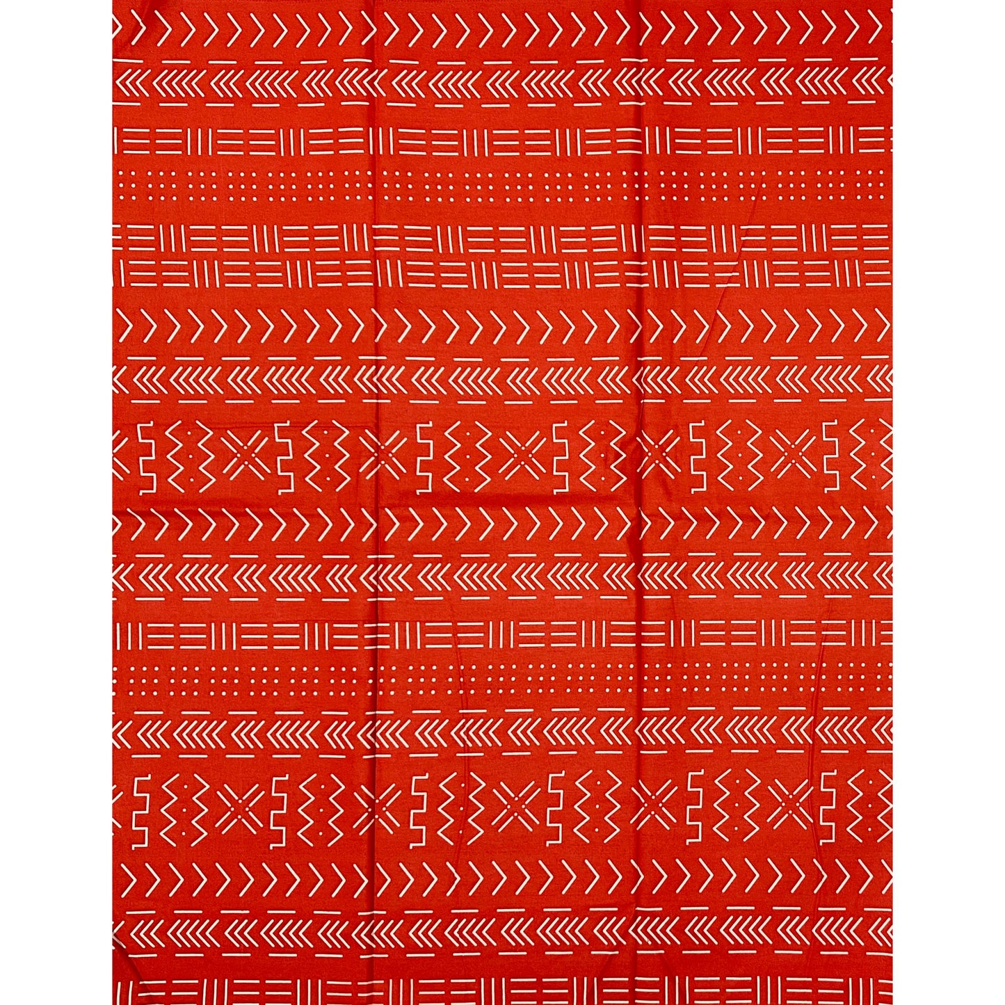 African Print Fabric/ Ankara - Red-Orange, Cream 'Taye Legacy' Design, YARD or WHOLESALE