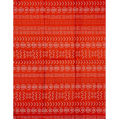 African Print Fabric/ Ankara - Red-Orange, Cream 'Taye Legacy' Design, YARD or WHOLESALE