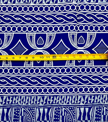 African Print Fabric/ Ankara - Blue, White 'Sunday Best', 1 Yard