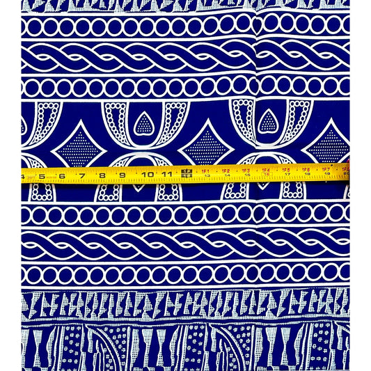 African Print Fabric/ Ankara - Blue, White 'Sunday Best', 1 Yard