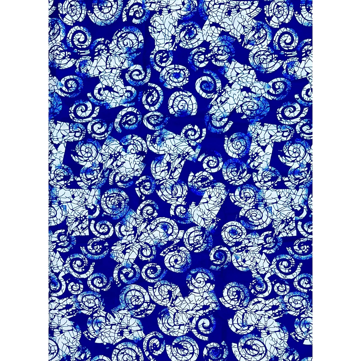 African Print Fabric/ Ankara - Blue, White 'Tide & Truth' Design, YARD or WHOLESALE