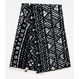 African Print Fabric/ Ankara - Black, White, Gray 'Selassie', YARD or WHOLESALE