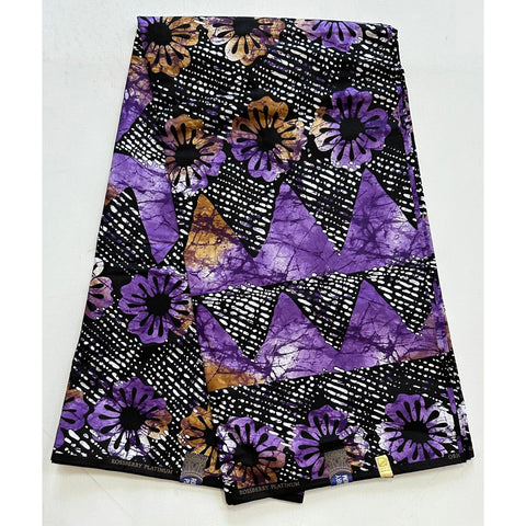 African Print Fabric/ Ankara - Purple, Brown, Black 'Ilyasse' Design, Per Yard or Wholesale