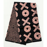 African Print Fabric/ Ankara - Black, Light Pink 'XOXO', Per Yard or Wholesale