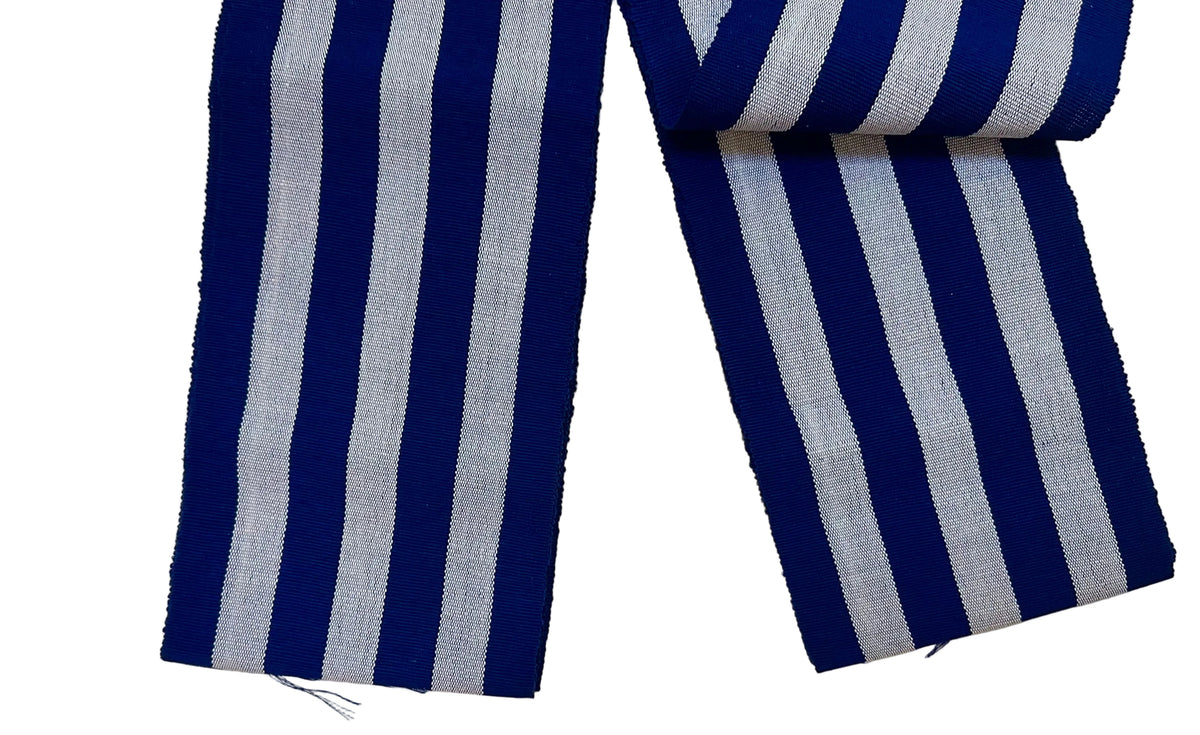 Aso-Oke Fabric / Yoruba Hand-Woven Textile – Navy, Light Gray ‘Femi’, Per Yard