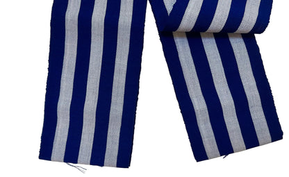 Aso-Oke Fabric / Yoruba Hand-Woven Textile – Navy, Light Gray ‘Femi’, Per Yard