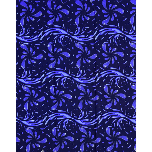 African Print Fabric/ Ankara - Purple, Navy 'Unapologetic Flow', ~1 YARD