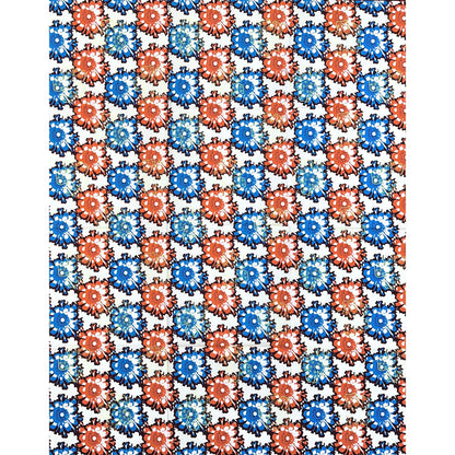 African Print Fabric/ Ankara - Orange, Blue, Brown ‘Busy Body' Design, 1 YARD
