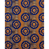 African Print Fabric/ Ankara - Brown, Blue 'Afia Floral,' YARD