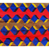 African Fabric/ Woven Kente - Orange, Blue, Yellow, Brown, Metallic Gold “Awusi”, 4 Yards