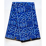 African Print Fabric/ Ankara - Blue, White 'Bola Code' Design, YARD or WHOLESALE