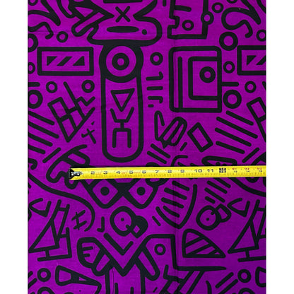 African Print Fabric/ Ankara - Purple, Black 'Kpakpam', YARD or WHOLESALE