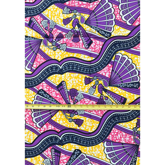 African Print Fabric/ Ankara - Purple, Pink, Yellow "Akupe", 1 Yard