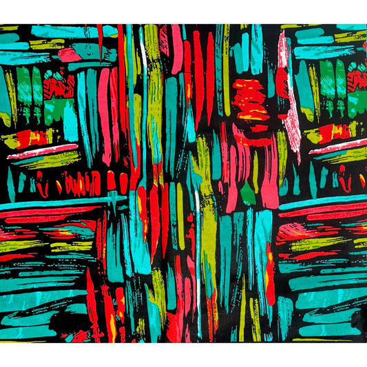 African Print Fabric/ Ankara - Teal, Turquoise, Pink, Red, Green 'Strokes of Genius' Design, YARD or WHOLESALE