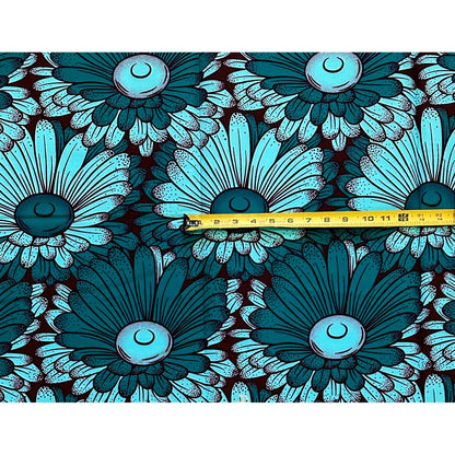 African Print Fabric/ Ankara - Shades of Teal, Brown 'Arlo Moana' Design, YARD or WHOLESALE